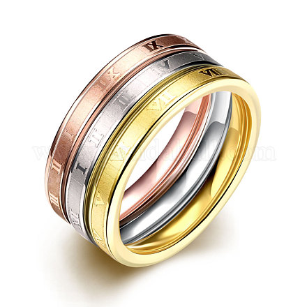 Titanio acciaio 316l moda anelli numeri romani delle dita per le donne RJEW-BB07066-7-1