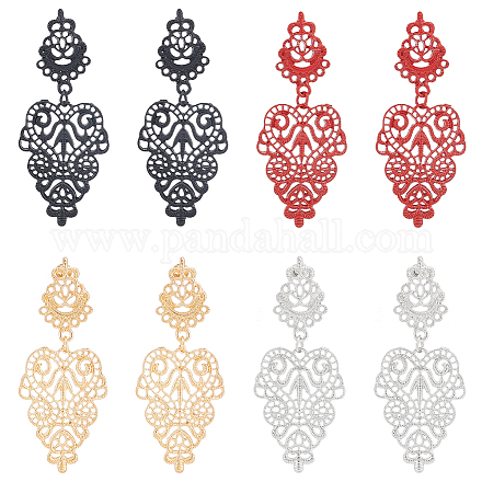 Anattasoul 4 paires de boucles d'oreilles pendantes en alliage de 4 couleurs pour femmes EJEW-AN0003-92-1