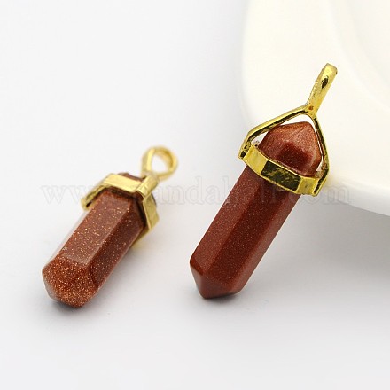 Bullet Synthetic Goldstone Double Terminated Pointed Pendants G-N0121-19-1