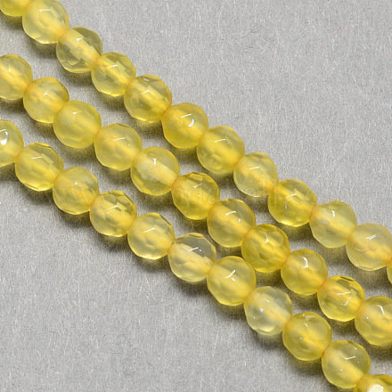 Faceted Round Natural Agate Beads Strands G-S131-06-1