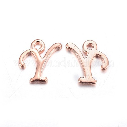 Rose Gold Plated Alloy Letter Pendants PALLOY-P097-05-Y-1