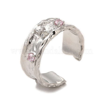 Offener Manschettenring mit rosafarbenem Zirkonia-Diamant RJEW-C048-04P-1