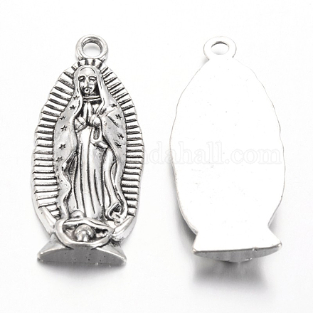 Tibetan Style Alloy Lady of Guadalupe Pendants TIBEP-22009-AS-RS-1