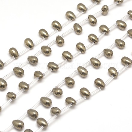 Teardrop Natural Pyrite Beads Strands G-I125-64A-1