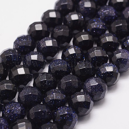 Synthetic Blue Goldstone Beads Strands G-N0178-05-12mm-1