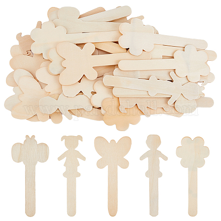 SUPERFINDINGS 10 Bags 5 Styles Wooden Flat Craft Sticks WOOD-FH0002-10-1