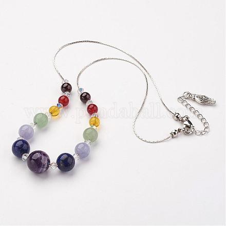 Colliers en perles graduées en pierre mélangé NJEW-JN01810-1