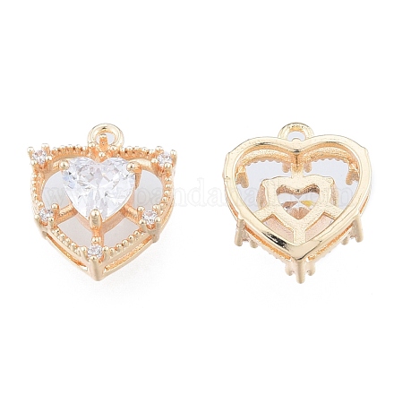Brass Micro Pave Clear Cubic Zirconia Charms KK-N216-560LG-1