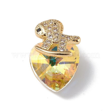 Real 18K Gold Plated Rack Plating Brass Micro Pave Clear Cubic Zirconia Pendants KK-C015-09G-05-1