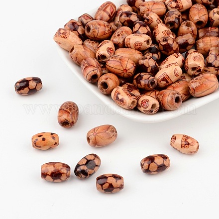 Pandahall Printed Oval Wooden Beads for Jewelry Making WOOD-PH0002-07M-1