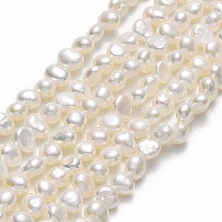 Hebras de perlas de agua dulce cultivadas naturales PEAR-A005-05C-01-1