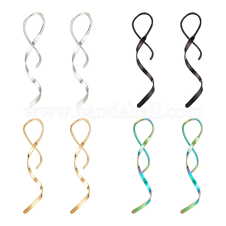Anattasoul 3 Paar 3 Farben 304 Spiral-Ohrhänger aus Edelstahl für Damen EJEW-AN0003-02-1