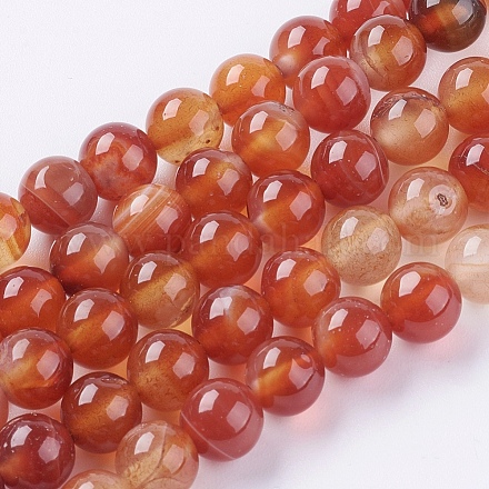 Chapelets de perles en agate à rayures naturelles/agates à bandes G-G591-8mm-03-1