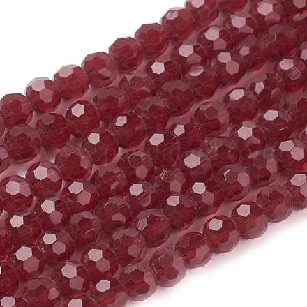 Faceted(32 Facets) Round Glass Beads Strands X-EGLA-J042-4mm-20-1