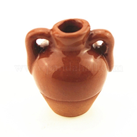 ミニ土製の瓶  ドールハウスアクセサリー用  小道具の装飾のふりをする  チョコレート  28.5x25x22.5mm BOTT-PW0001-221-1