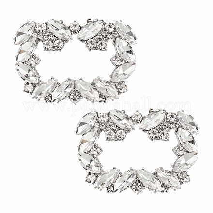 OLYCRAFT 2Pcs Crystal Shoe Buckle Silver Rhinestone Shoe Buckle Crystal Shoe Clips with Detachable Alloy Buckle Clip for Women Wedding Party Shoe Jewelry Accessories 1.65x2.4x0.35 DIY-OC0009-93P-1