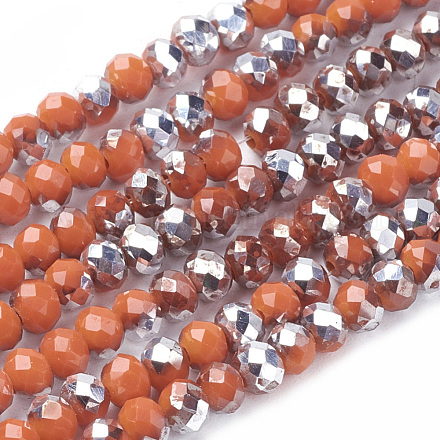 Chapelets de perles en verre électroplaqué X-EGLA-GR4MMY-31S-1