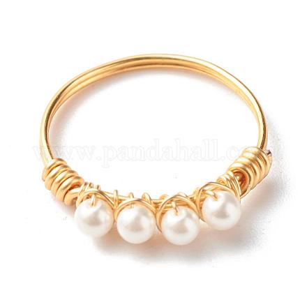 Runde Muschel Perle Perlen Fingerringe RJEW-TA00001-1