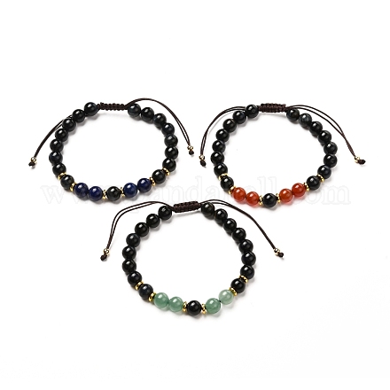 Natural Mixed Stone Braided Bead Bracelets Set for Girl Women BJEW-JB06741-1
