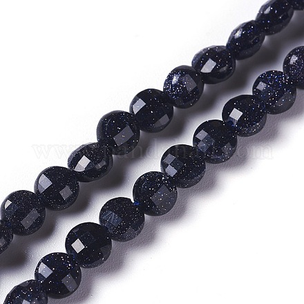 Chapelets de perles en pierre d'or bleue synthétique G-L493-22A-1