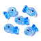 Handmade Foil Lampwork Fish Beads, with Enamel, Gradient Color, Deep Sky Blue, 20x23x8.5mm, Hole: 1.8mm