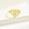 Brass Alphabet Adjustable Rings for Women, with Heart, Letter I, 17mm, US Size 6 1/4(16.7mm)
