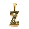 Golden 304 Stainless Steel Pendants, Bark Pattern, Letter Z, 18x10.5x2.5mm, Hole: 5.5x3mm