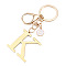 Stainless Steel Keychains, Golden, with Lobster Claw Clasps, Letter K, 97mm