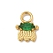 Ion Plating(IP) 304 Stainless Steel with Rhinestone Charms, Real 14K Gold Plated, Ghost Charm, Fern Green, 10x7.5x2mm, Hole: 2.5mm