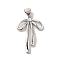 Brass Micro Pave Clear Cubic Zirconia Pendants, Bowknot, Platinum, 23x16x3mm, Hole: 4x3.5mm