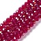 Baking Electroplate Glass Beads Strands, AB Color, Faceted, Rondelle, FireBrick, 8x6mm, Hole: 1mm, about 60~62pcs/strand, 15.75''(39~40cm)