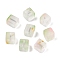 Frosted Glass Beads with Golden Glitter Powder, Two Tone, Cube, Pale Green, 8x8x8mm, Hole: 1.5mm