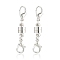 Brass Magnetic Clasps Converter, with Double Lobster Claw Clasps, Column, Silver, 33x6mm, Magnetic Clasps Converter: 12x6mm, Lobster Claw Clasps: 10x5.5x3.5mm