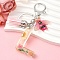 Resin & Acrylic & Faux Suede Tassel Keychain, with Alloy Clasp and Iron Rings, Letter L, 10cm