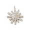 Sun Rack Plating Brass Micro Pave Clear Cubic Zirconia Pendants, Long-Lasting Plated, Cadmium Free & Lead Free, Platinum, 17x14.5x2.5mm, Hole: 1.2mm