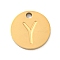 Ion Plating(IP) 304 Stainless Steel Pendants, Laser Cut, Flat Round with Letter Charm, Golden, Letter Y, 10x1mm, Hole: 1.4mm