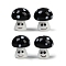 Handmade Lampwork Beads, Smiley Face Mushroom, Black, 16x14mm, Hole: 1.8mm