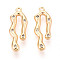 Brass Micro Pave Clear Cubic Zirconia Pendants, Real 18K Gold Plated, 21x7.5x3mm, Hole: 1~1.2mm