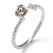 Brass Cuff Rings, Open Rings, Textured, Rose, Platinum, US Size 6 3/4(17.1mm)