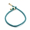 Cotton Cord Bracelets, with Brass Finding, Long-Lasting Plated, Real 24K Gold Plated, Dark Turquoise, 8-1/2 inch(21.5cm)~9 inch(23cm)