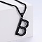 Stylish Stainless Steel Initial Pendant Necklaces, Black, Letter B