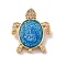Brass Micro Pave Cubic Zirconia Beads, Sea Turtle Charms, with Enamel and Glitter Sequins, Rack Plating, Long-Lasting Plated, Lead Free & Cadmium Free, Real 18K Gold Plated, 18.5x16x5.5mm, Hole: 3.5x2mm
