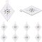 10Pcs 304 Stainless Steel Pendants, with Enamel, Stainless Steel Color, Rhombus with 8 Pointed Star, White, 25x14.5x1mm, Hole: 1.2mm