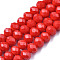 Electroplate Glass Beads Strands, Pearl Luster Plated, Faceted, Rondelle, Red, 8x6mm, Hole: 1~1.4mm, about 60~62pcs/strand, 39~40cm
