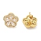 Rack Plating Brass Micro Pave Clear Cubic Zirconia Stud Earrings, Long-Lasting Plated, Lead Free & Cadmium Free, Flower, Real 18K Gold Plated, 15.5x13mm