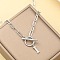 Stainless Steel Paperclip Chain Initial Necklaces with OT Clasps, Stainless Steel Color, Letter I, 18.11 inch(46cm)