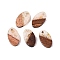 Transparent Resin and Walnut Wood Pendants, Oval Charms with Gold Foil, Antique White, 22x12.5x3.5mm, Hole: 2mm