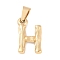 304 Stainless Steel Pendants, Bamboo Style, Letter, Ion Plating(IP), Real 18K Gold Plated, Letter.H, 19x11x3mm, Hole: 3x7mm