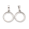 Brass Pendant Cabochon Settings, Flat Round Charms, Rack Plating, Lasting Plated, Cadmium Free & Lead Free, Platinum, Tray: 16mm, 21x18x2.5mm, Hole: 8x5mm