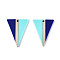 Opaque Resin & Wood Pendants, Triangle, Two Tone, Midnight Blue, 36.5~37x27.6x3.4mm, Hole: 2mm